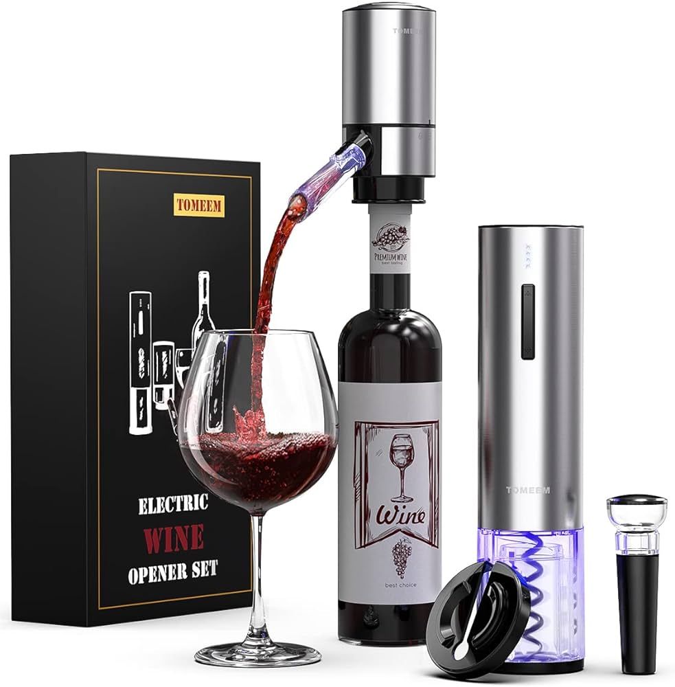Electric Wine Opener Set, Tomeem Wine Gift with Rechargeable Electric Wine Aerator, Vacuum Stoppe... | Amazon (US)