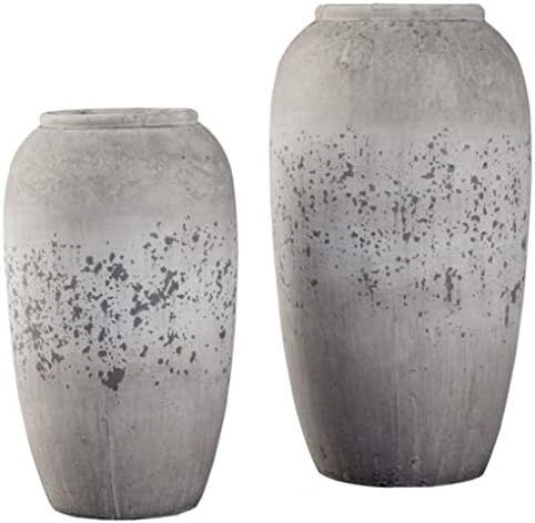 Signature Design by Ashley Dimitra Painted Ceramic 2 Piece Decorative Vase Set, Light Gray | Amazon (US)