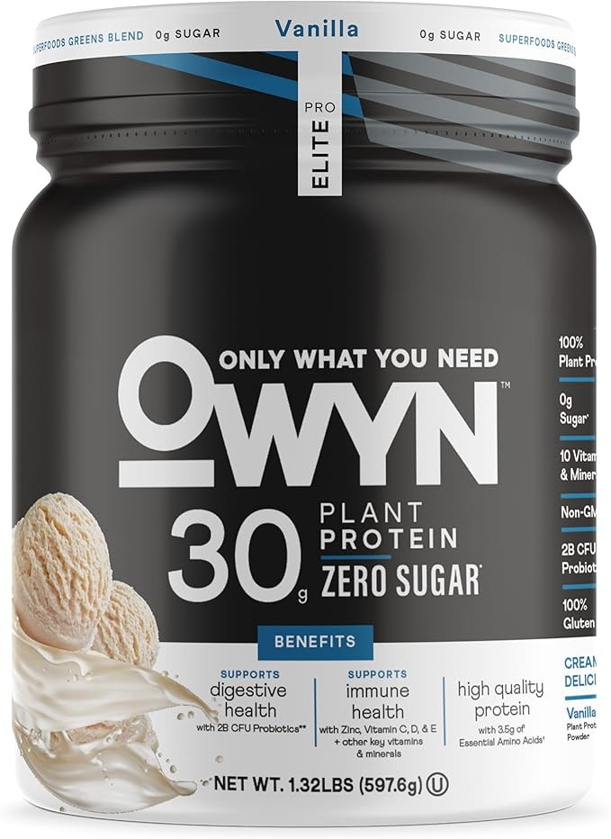 OWYN Only What You Need Pro Elite High Protein Powder, 30g Vegan Protein for Workout Recovery, De... | Amazon (US)