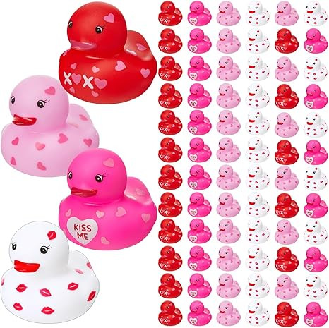 24 Pcs 2 Inch Valentine's Day Rubber Duck Love Heart Ducks Squeaky Duckies Holiday Ducks Novelty ... | Amazon (US)