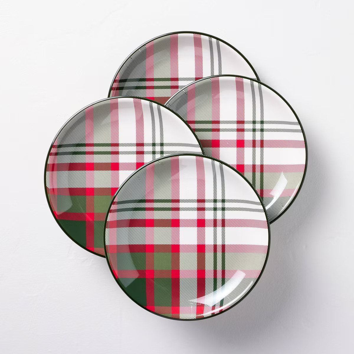 8.5" Christmas Plaid Melamine Salad Plate Green/Red/Cream - Hearth & Hand™ with Magnolia | Target