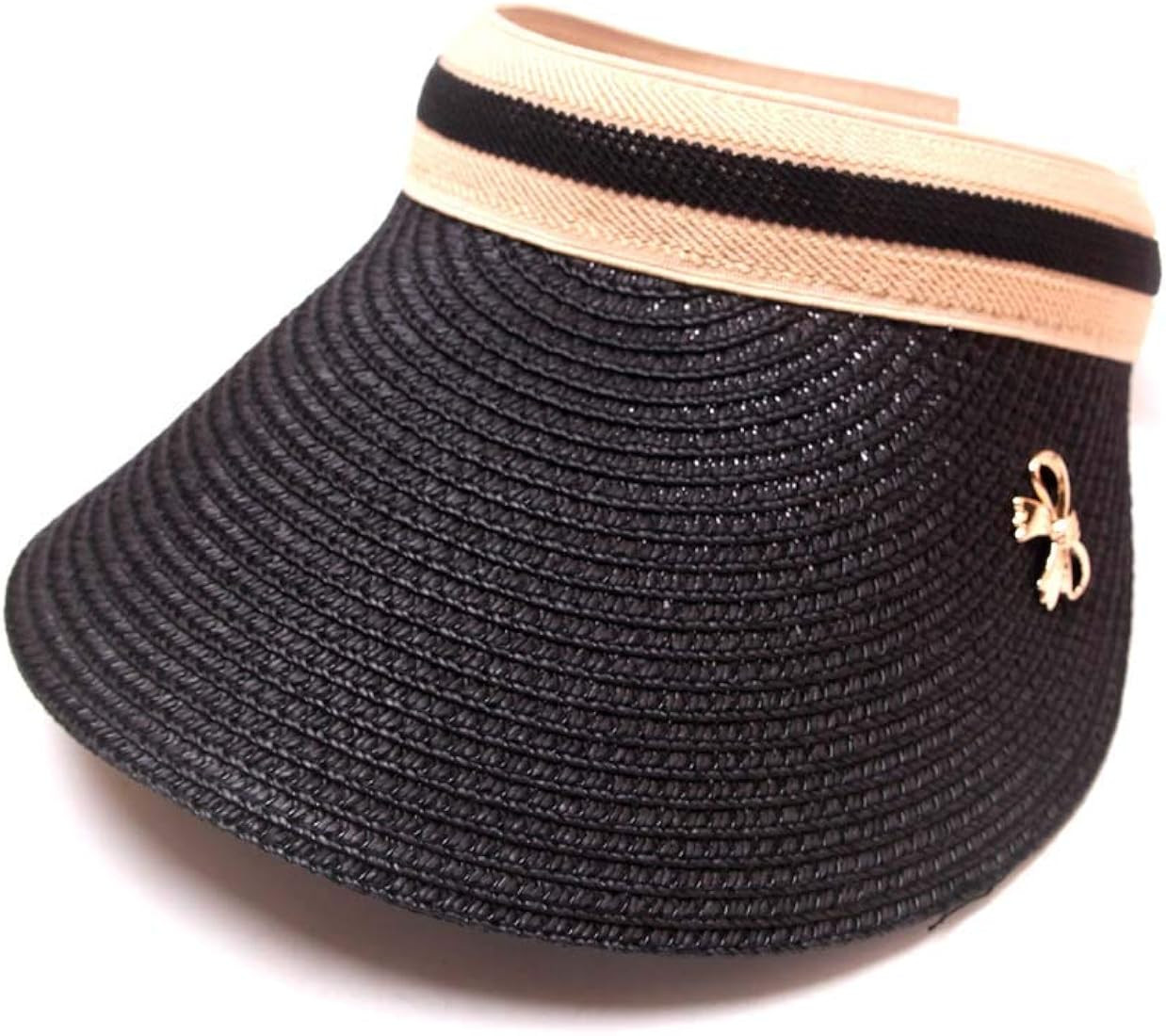 Women’s Summer Foldable Straw Sun Visor w/Cute Bowtie UPF 50+ Packable Wide Brim Roll-Up Visor ... | Amazon (US)