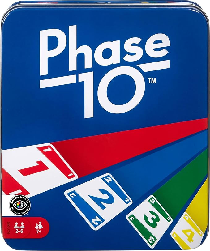 Mattel Games Phase 10 Card Game with Color Blind Accessible Deck in Storage & Travel Tin for Kids... | Amazon (US)