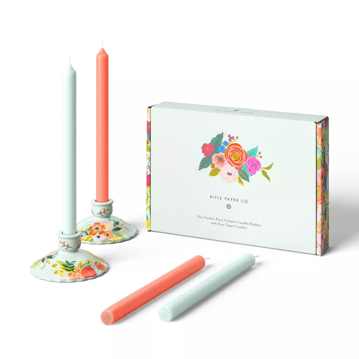 Rifle Paper Co. x Target Taper Set of 4 Candles with Set of 2 Candlestick Holders | Target