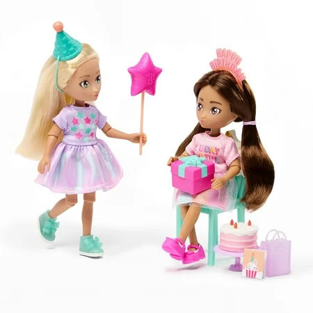 Hey Bestie Emma & Camila 19 Piece Set of 2 (5.5-inch) Small Birthday Dolls with Play Food, Kids Ages 3+ | Walmart (US)