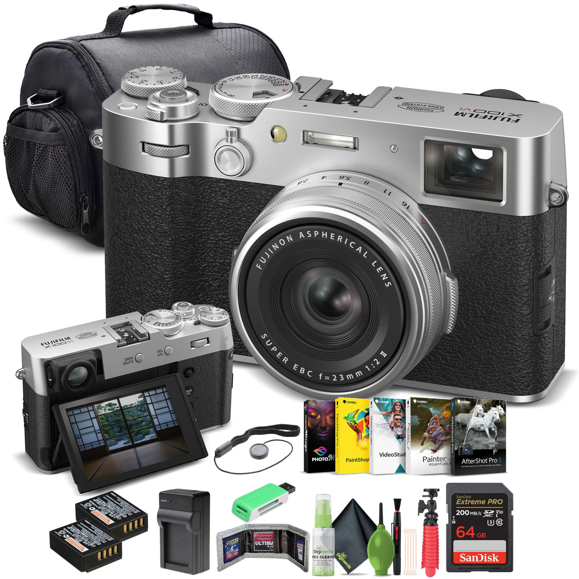 FUJIFILM X100VI Digital Camera (Silver) (16821822) + 64GB Card + Card Reader + NP-W126 Battery + ... | Amazon (US)