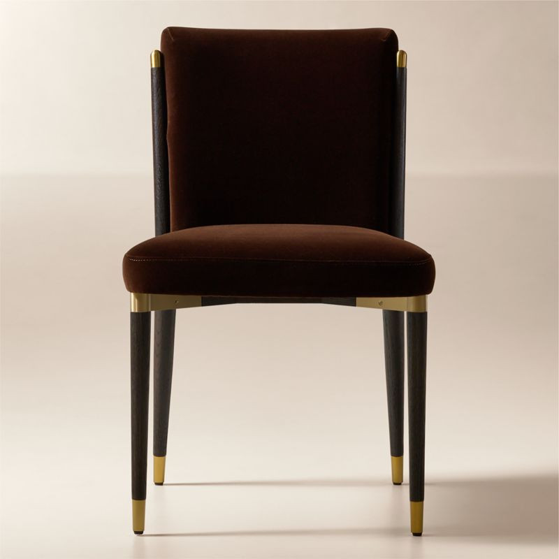 Norrie Dark Brown Velvet Armless Dining Chair | CB2