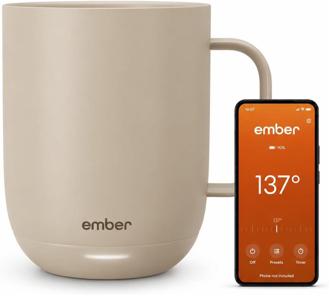 Ember Temperature Control Smart Mug 2, 14 Oz, App-Controlled Heated Coffee Mug with 80 Min Battery Life and Improved Design, Sandstone | Amazon (US)