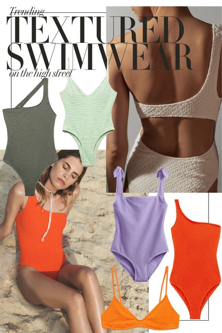 Love how a textured swimsuit elevates your beach look… and there are so many on the high street this season. Here are a few of my faves 🧡❤️
Crinkle swimsuit | Hunza G dupe | Texture bikini | Holiday outfit ideas | Green purple orange white one piece | Beach outfit 

#LTKtravel #LTKU #LTKswim
