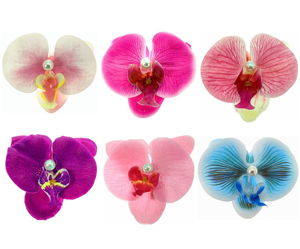 ALIMITOPIA Flower Hair Clip Bohemia Hawaiian Fabric Artificial Moth Orchid Flower Alligator Hair ... | Amazon (US)