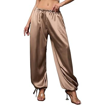 Perfashion Women Satin Pants Balloon Silk Dressy Harem Trousers Flowy Oversized Baggy Joggers Goi... | Amazon (US)