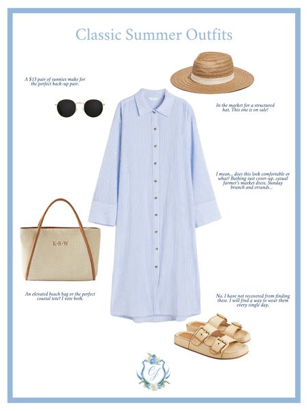 Classic Summer Outfit Inspo. 👒 Absolutely love these summer Birkenstock dupes. 

Coastal Style, Monogramed Tote Bag, Summer Tote, Swim Coverup, Affordable Sunglasses, Rattan Sandals, Wicker Sandals, Coastal Grandmother Style, Coastal Granddaughter Style, Sun Hat.  

#LTKstyletip
