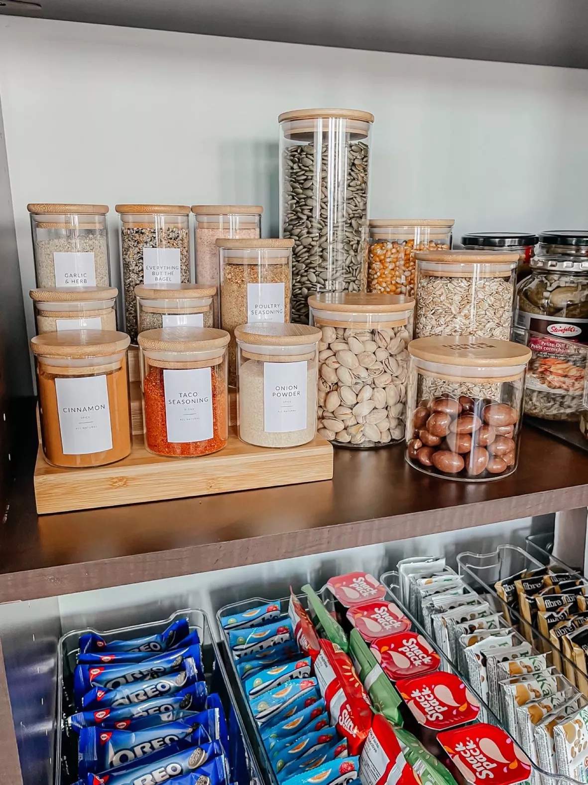 mDesign Bamboo Spice and Food Kitchen Shelf Storage Organizer