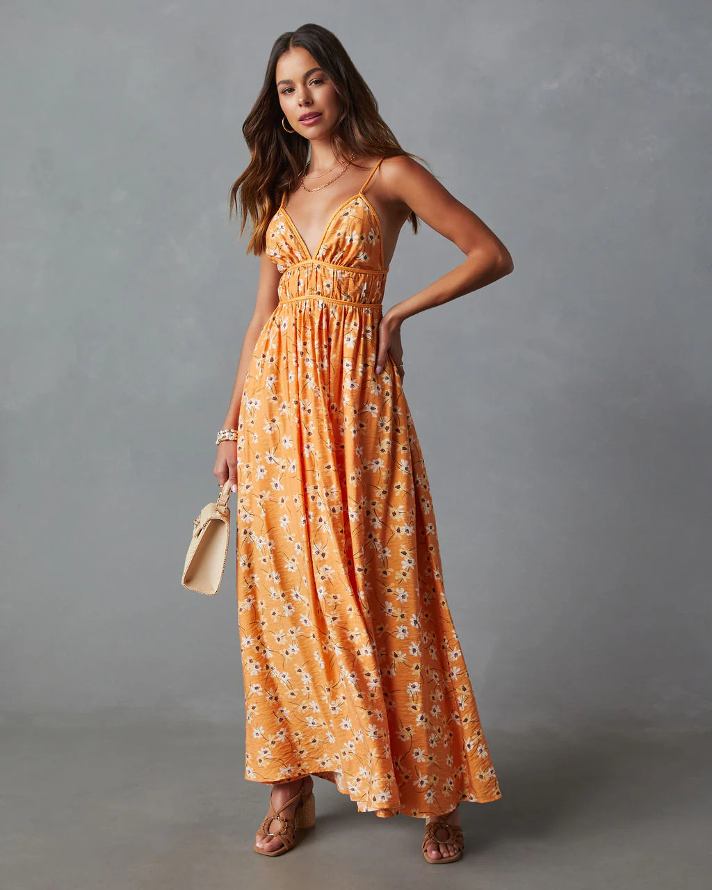 Kamila Braided Tie Floral Print Maxi Dress | VICI