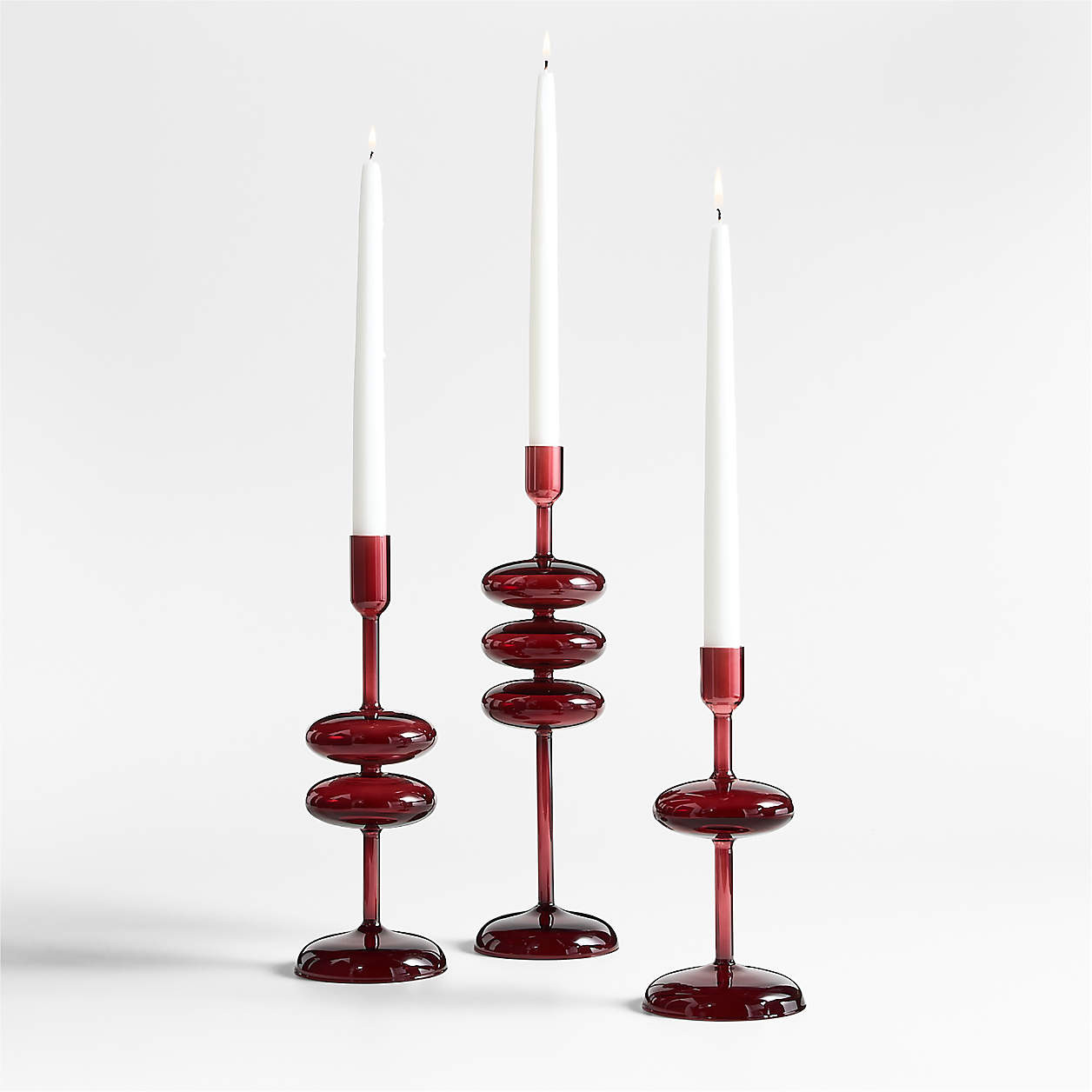 Venezia Small Spruce Green Glass Taper Candle Holder + Reviews | Crate & Barrel | Crate & Barrel