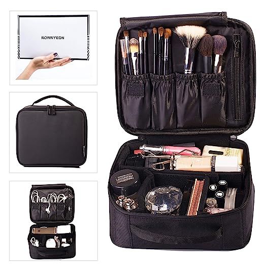ROWNYEON EarPods Makeup Train Case Cosmetic Case Travel Makeup Bag Organizer Mini Train Case Make... | Amazon (US)