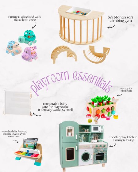Playroom essentials! Climbing gym, toddler kitchen, retractable gate, baby toys 

#LTKbaby #LTKhome