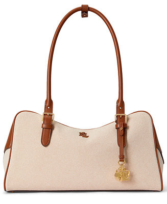 Canvas & Leather Large Marcy Zip Slim Shoulder Bag | Macy's