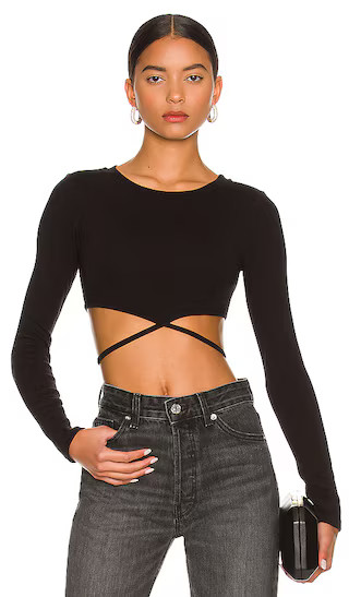 Waist Tie Tee in Black | Revolve Clothing (Global)