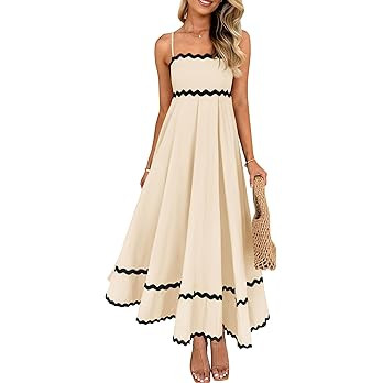 ZESICA Women's 2026 Summer Spaghetti Straps Sleeveless Backless Sundress Flowy Smocked Lace Swing... | Amazon (US)
