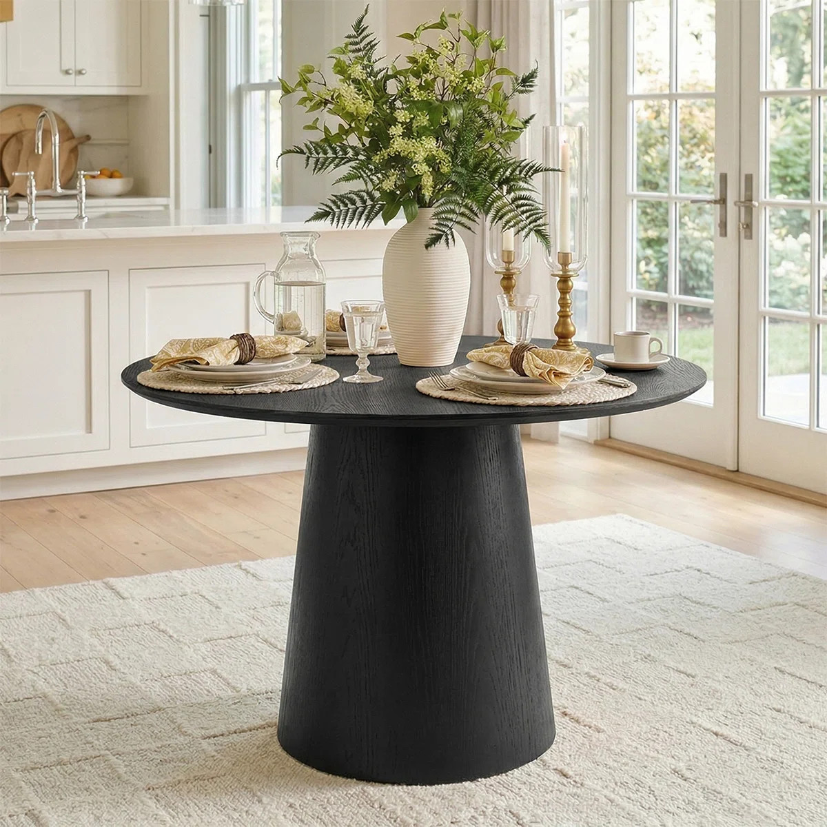 Lanieya 42" Solid Oak Round Pedestal Dining Table | Wayfair North America