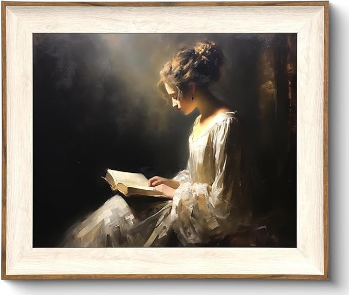 Framed Wall Art Vintage Decor, Classical Reading Woman Portrait Oil Painting, Antique Framed Canv... | Amazon (US)