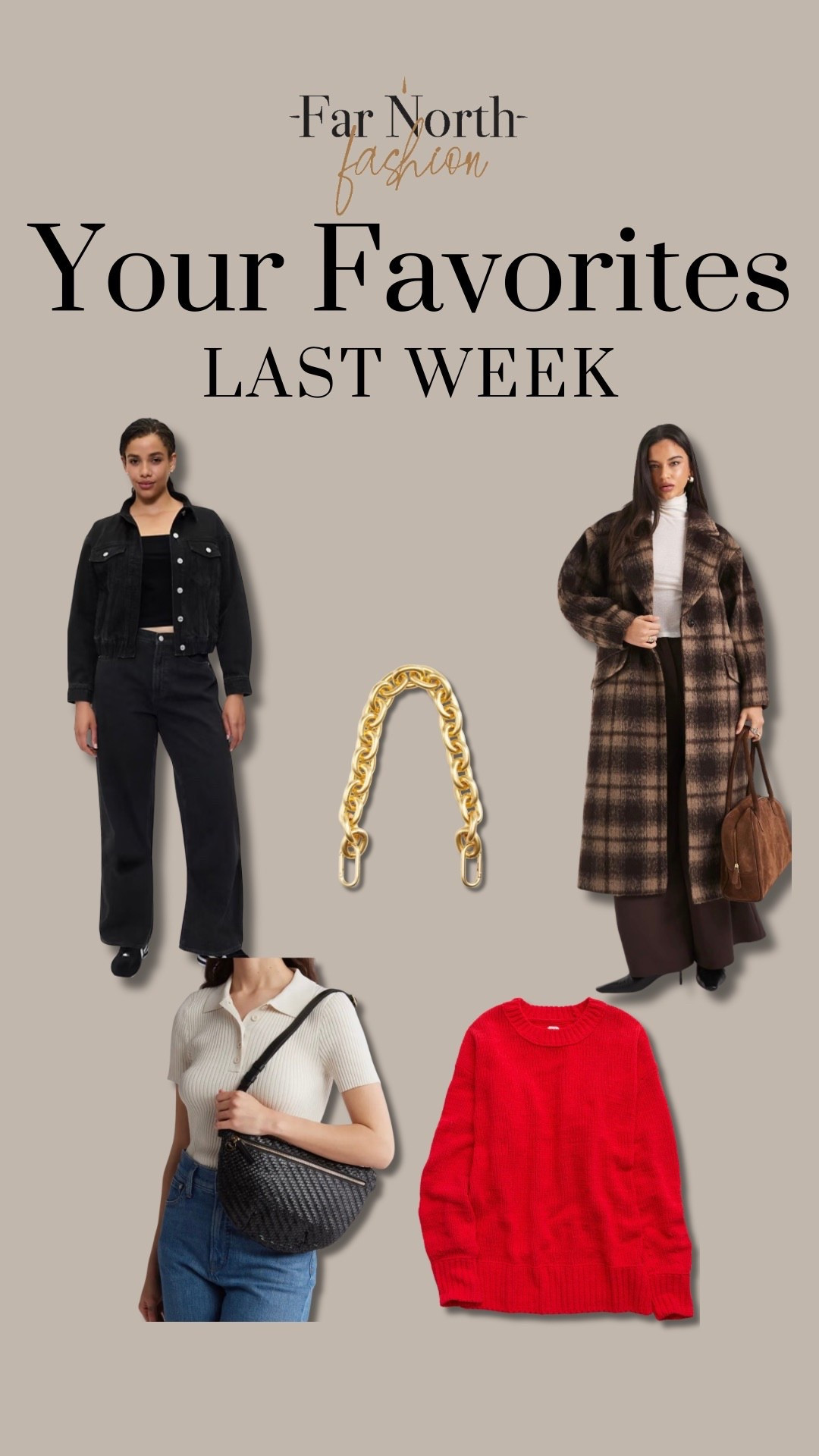 Last week’s best sellers: 
1. Clare V bag
2. Clare V strap 
3. Aerie sweater
4. ASOS coat
5. GAP Factory jeans


#LTKOver40 #LTKMidsize #LTKSaleAlert
