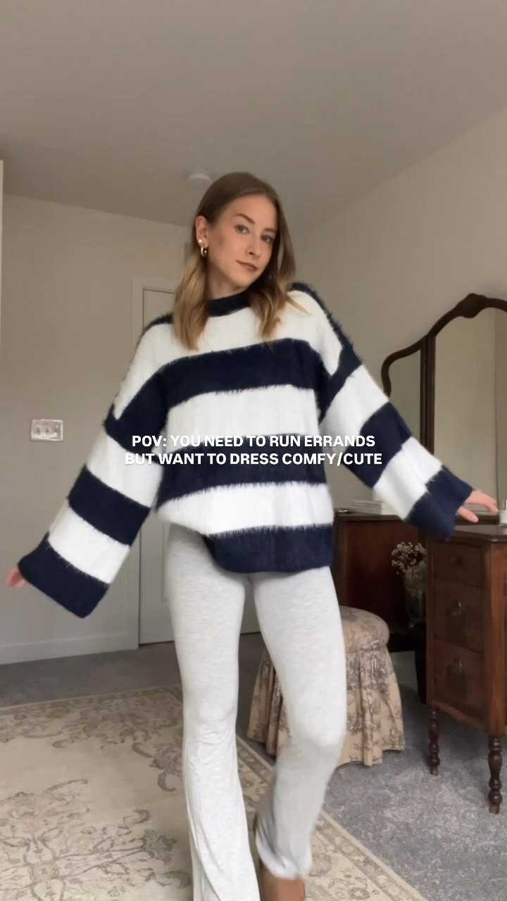 12/10/24 Comfy outfit of the day 🫶🏼 fuzzy striped sweater, Amazon lounge set, UGG mini boots, cozy outfit of the day, cute winter outfit, layered winter look, casual cozy style, practical and stylish, winter loungewear, cold weather fashion, everyday cozy outfit, comfortable and chic, Amazon wardrobe essentials, UGG boots style, winter layering ideas, relaxed and warm outfit, seasonal wardrobe staples, cozy casual fashion, functional winter outfit, effortless cozy style.

