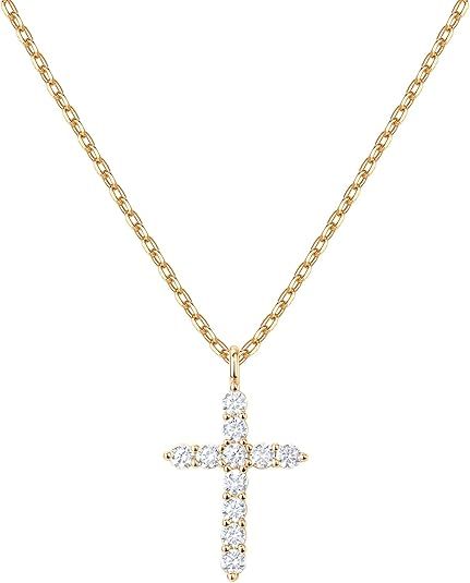 PAVOI 14K Gold Plated Cross Necklace for Women | Cross Pendant | Gold Necklaces for Women | Amazon (US)