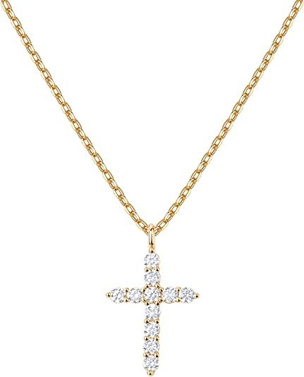 PAVOI 14K Gold Plated Cross Necklace for Women | Cross Pendant | Gold Necklaces for Women | Amazon (US)