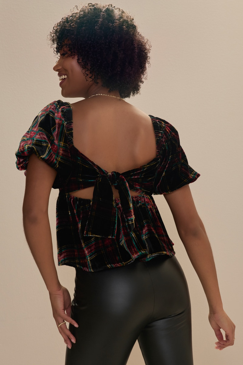 Viola Puff Sleeve Velvet Blouse | Francesca's