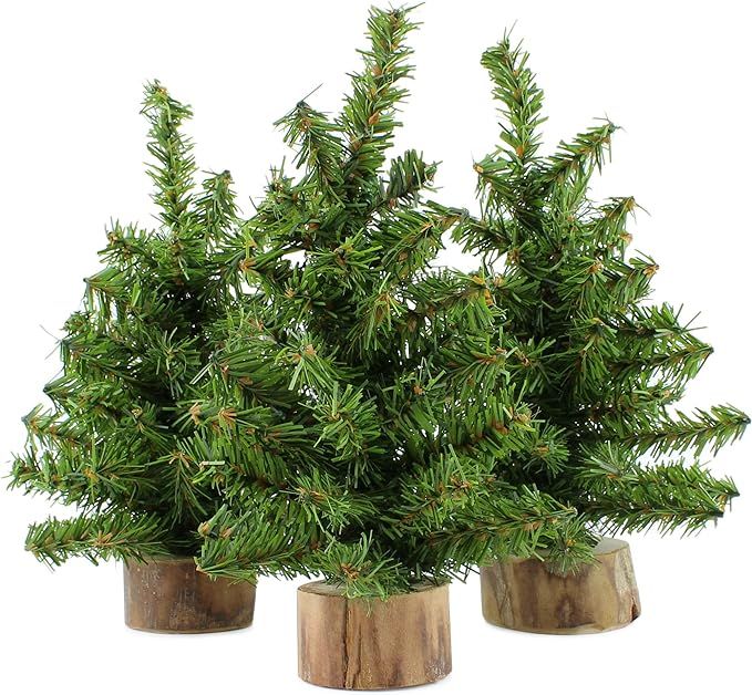 AuldHome Mini Christmas Trees (3-Pack, 8-Inch); Canadian Pine Greenery Tabletop Holiday Decor | Amazon (US)