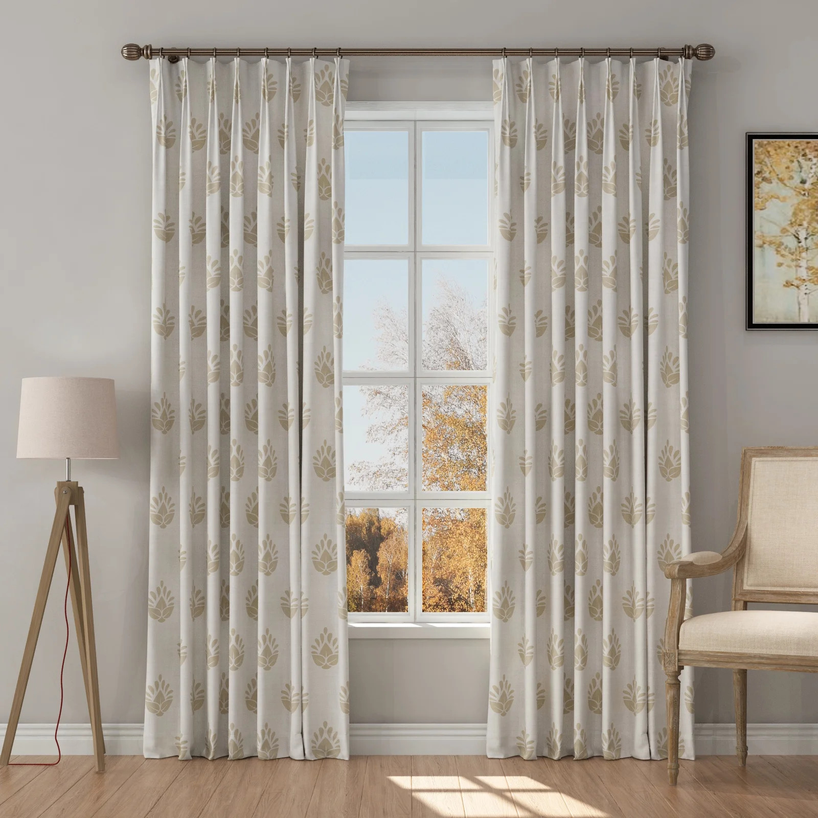 TWOPAGES Room Darkening Print Curtain Polyester Linen Drape For Living Room, 1 Panel, 52"x96", La... | Walmart (US)