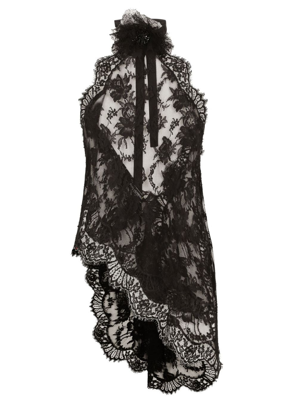 Dolce & Gabbana floral-lace asymmetric blouse - Black | Farfetch Global