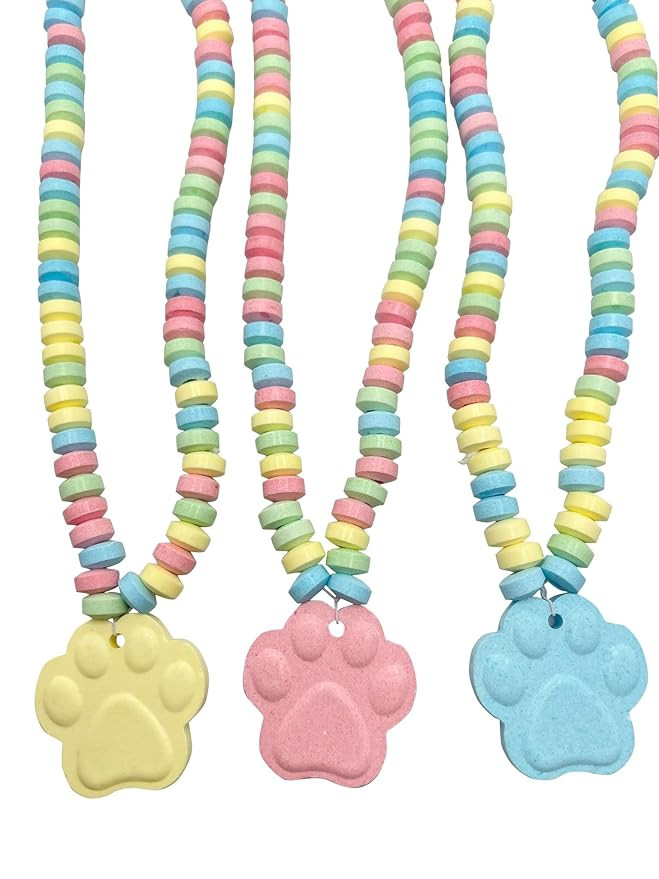 Paw Candy - 12 Paw Shaped Candy Necklace Individually Wrapped Bulk - Great for Dog Patrol Goodie ... | Amazon (US)