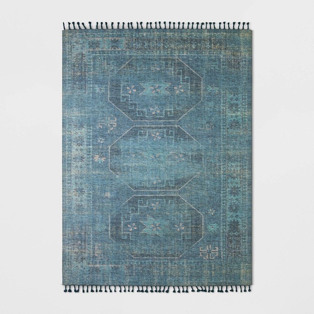 7'x10' Groveton Saturated Persian Style Rug Blue - Threshold | Target
