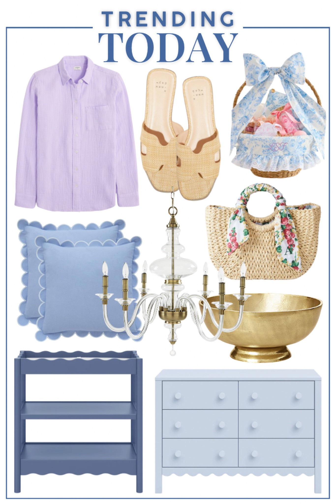 Trending today! 

Home decor LTK style 

Jcrew gauze shirts, Target style sandals, Love Shack Fancy Easter baskets, blown glass chandelier, woven spring bag, furniture decor

#LTKHome #LTKSeasonal #LTKStyleTip