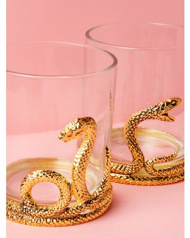 2pk 4in Metal Snake Double Old Fashioned Glasses | HomeGoods