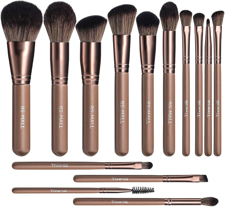 BS-MALL Makeup Brushes Premium Synthetic Foundation Powder Concealers Eye Shadows Makeup 14 Pcs Brus | Amazon (US)
