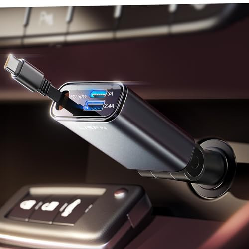 LISEN Car Charger USB C Fast Charge, [Single-Port] Retractable Car Charger USB C, RV Power Adapters for Women Men Phone Type C Charging for iPhone 17 Pro Max 16 15 Samsung S26 S25, MacBook Neo | Amazon (US)
