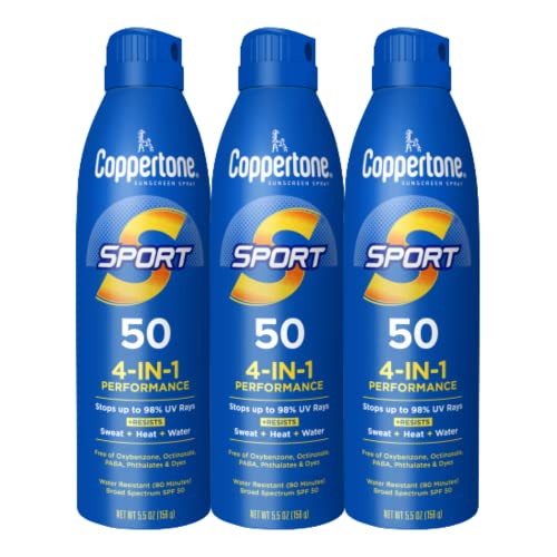 Coppertone Sport Sunscreen Spray SPF 50, Sweat, Heat and Water Resistant Sunblock, Lightweight, O... | Amazon (US)