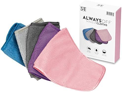S&T INC. Always Off Reusable Makeup Remover cloths, 6” X 12”, Solid Assorted Colors, 5 Pack | Amazon (US)