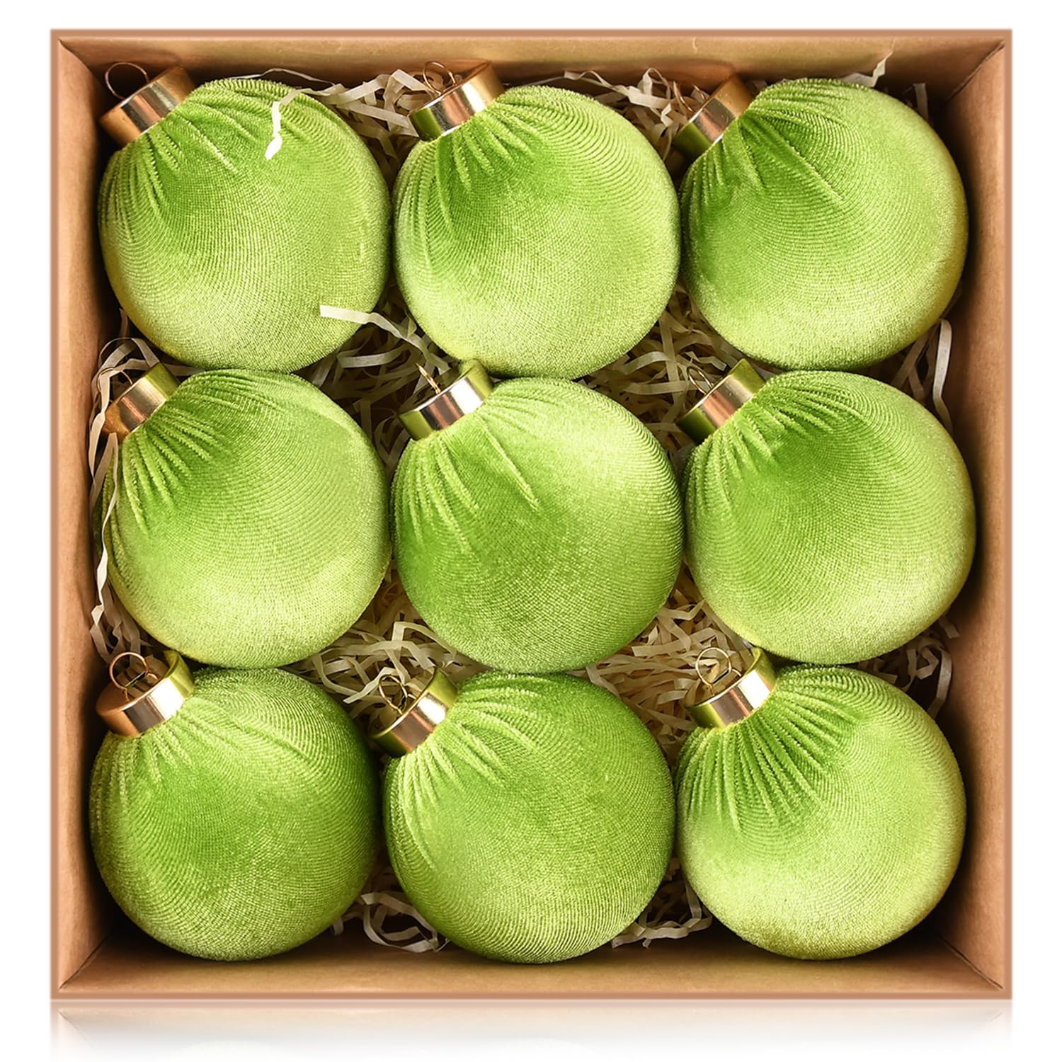 Velvet Ornaments for Christmas Tree Decorations - Lime Green Xmas Ball Ornament for Indoor Holiday Decor - Shatterproof Christmas Bulbs Ornaments 80mm 3.15inch - Pack of 9 | Amazon (US)