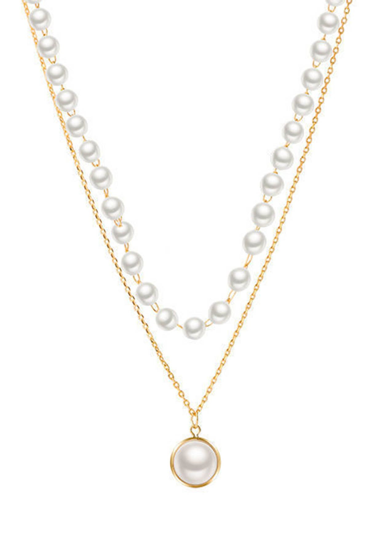 Pearl Double-Chain Necklace | Chicwish