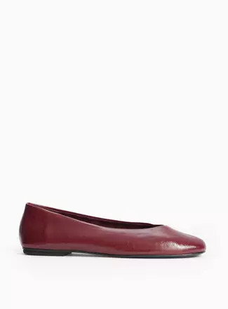 Buy Black Faux Leather Unstructured Crinkle Texture Ballerina Shoes 4 | Workwear | Tu | Tu Clothing
