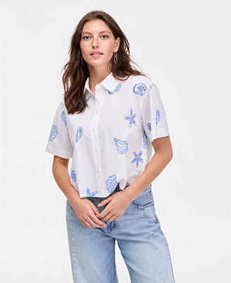 On 34thTrendy Plus Size Cotton Eyelet-Embroidered Blouse | Macy's