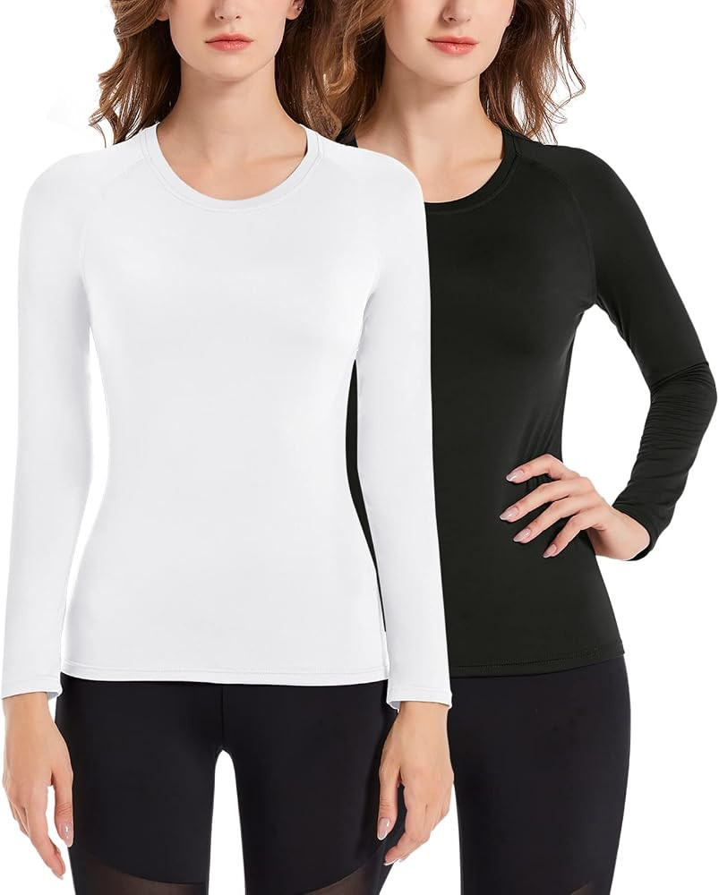 MRIGNT Womens Base Layer Thermal Tops 2 Pack, Women's Underscrub Comfort Tee | Amazon (US)