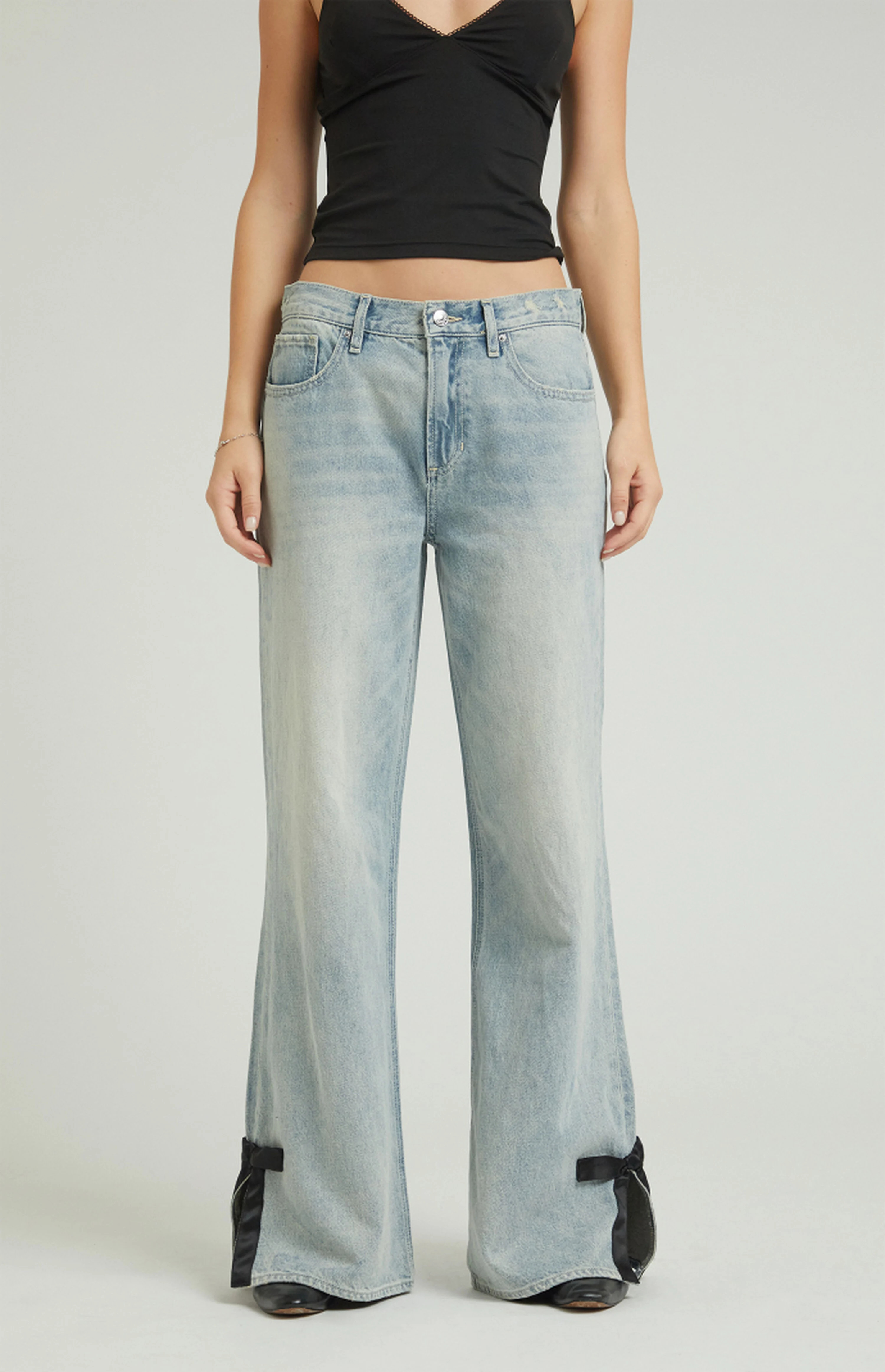Pacsun Lena Low Rise Super Baggy Jeans Bow Light Indigo | PacSun