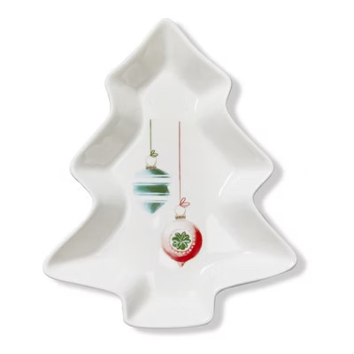 TAG Medium Christmas Tree Serving Dish - Multicolor Bone China, Dishwasher Safe, 8.5" L x 7" W x 1.25" H | Target