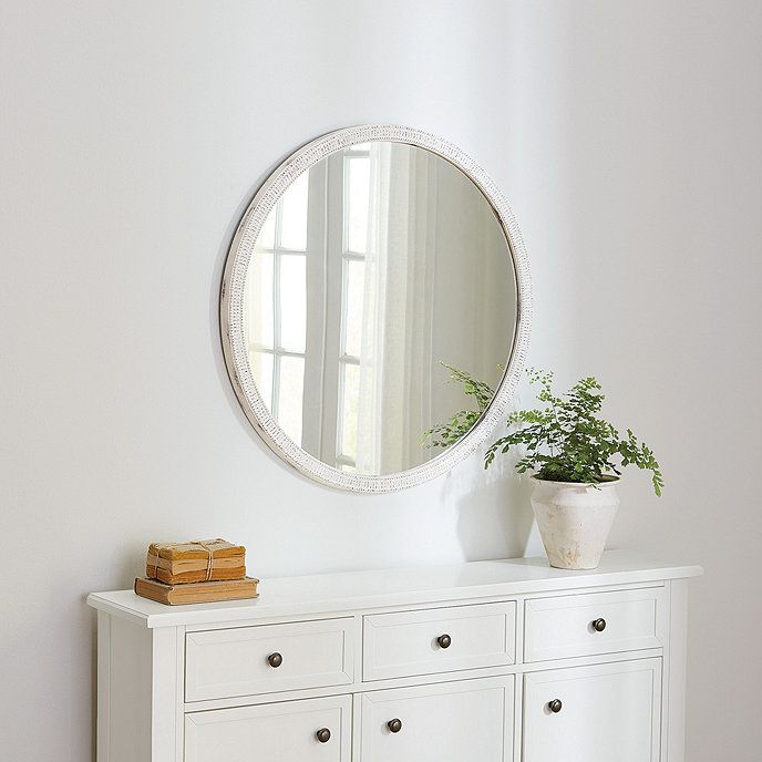 Jewel Oval Whitewashed Boho Wall Art Mirror | Ballard Designs, Inc.